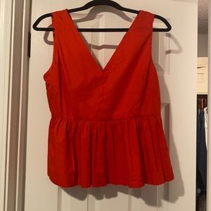 J Crew Red Peplum Top